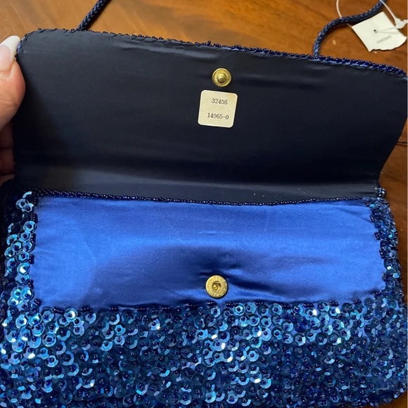 Blue Sequined Prom Wedding Bag NWT - Picture 3 of 5